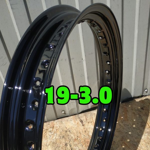 Motorcycle Rim 19-3.0 (Gloss Black, 40 Holes, for Harley-Davidson)