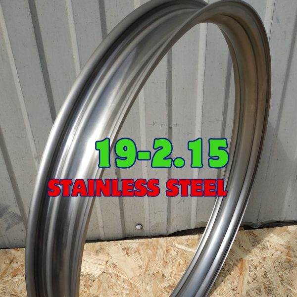 19x2.15 Stainless Steel Wheel Rim - No Polish - Invader Style for Harley, Chopper, Bobber, Victory, Kawasaki