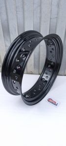 Black Gloss motorcycle rim 16x4.5 with 40 holes for Harley chopper builds by Kovalcustom