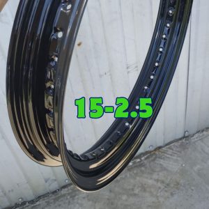15x2.5 steel motorcycle rim 40 holes custom painted and raw