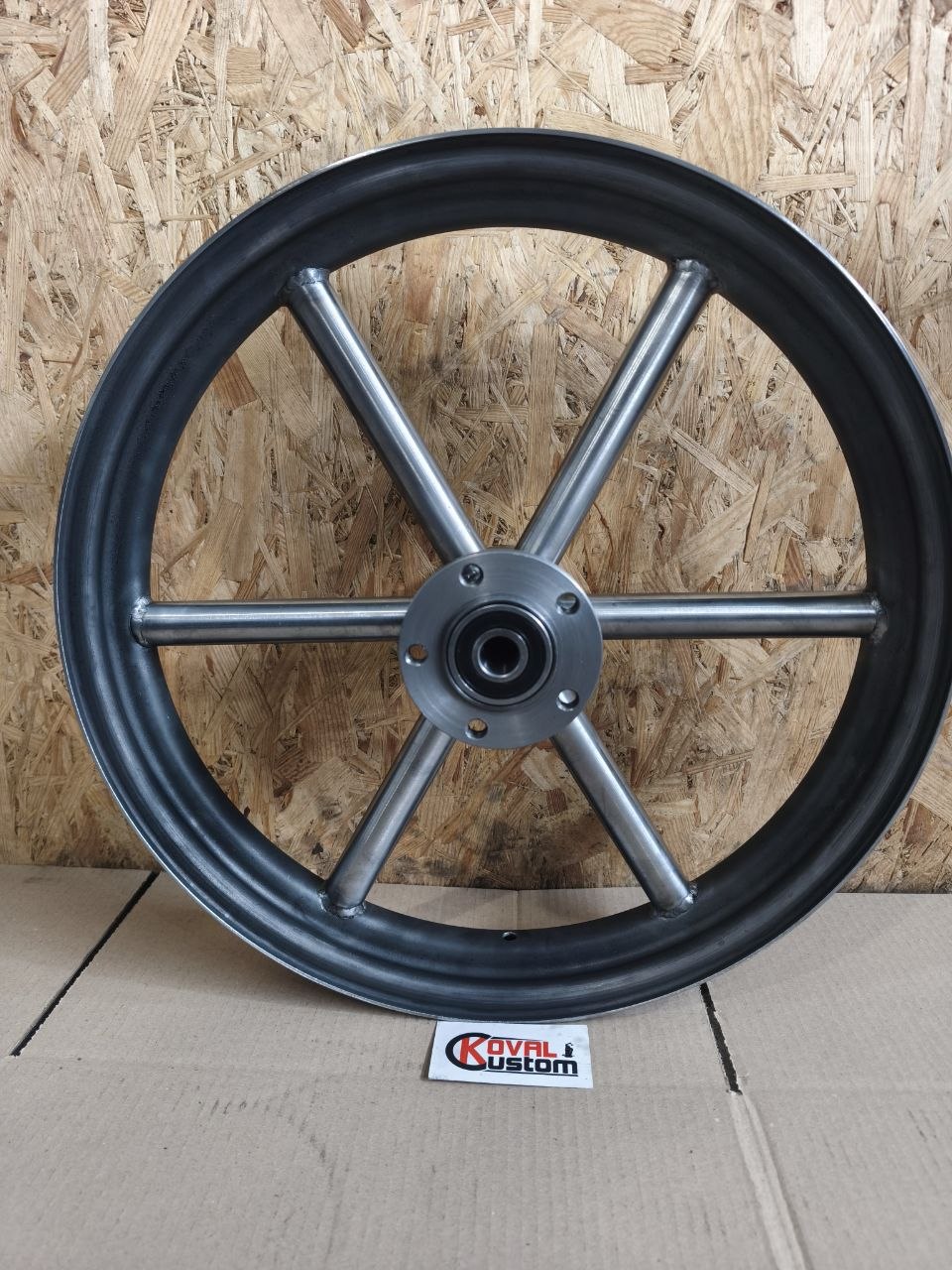 Black matte powder coated 18 inch customizer motorcycle wheel