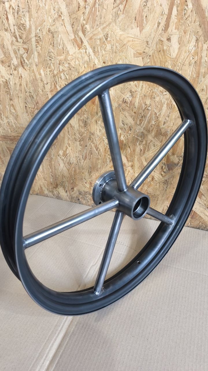 Brake flange detail on custom motorcycle wheel