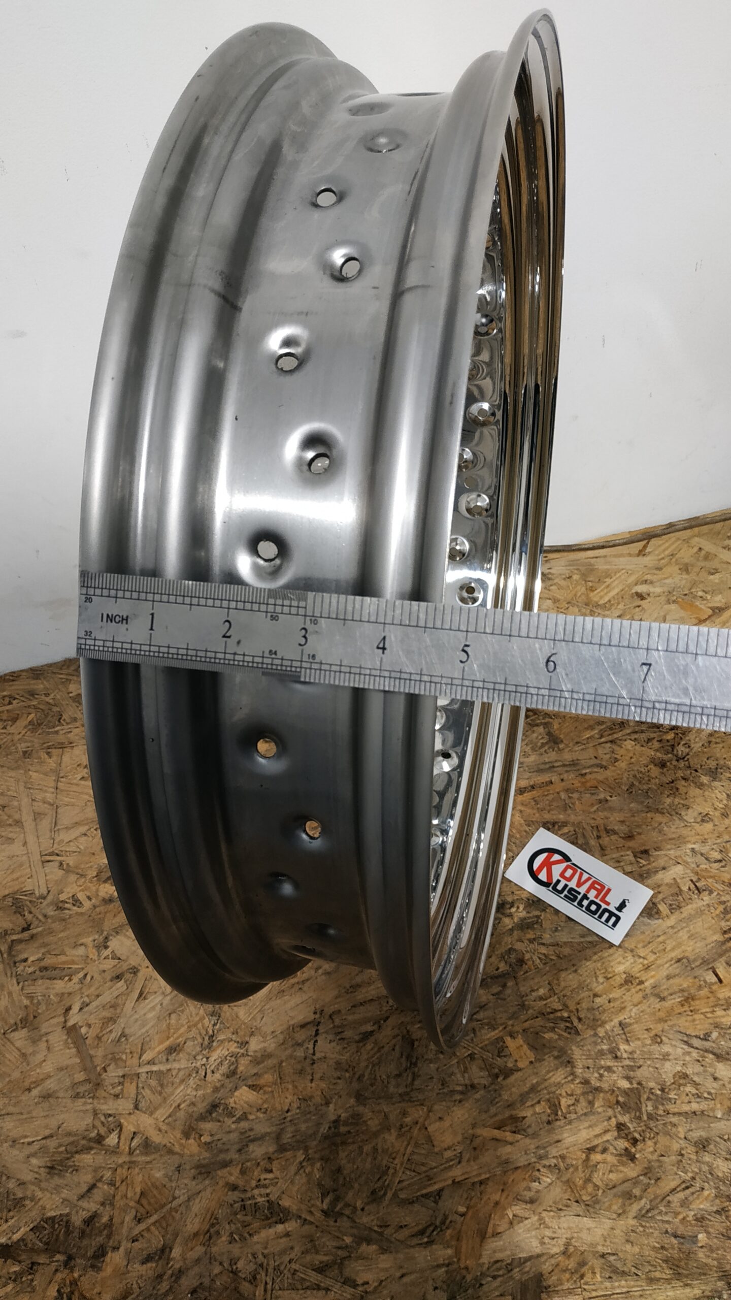 40 hole dimple detail on custom motorcycle rim