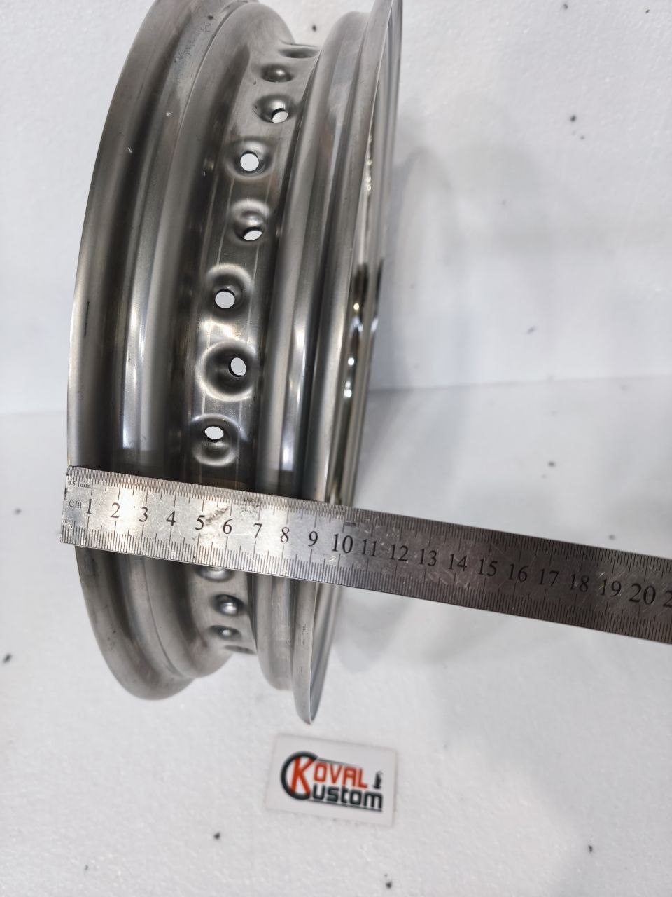 40 hole dimple detail on custom motorcycle rim